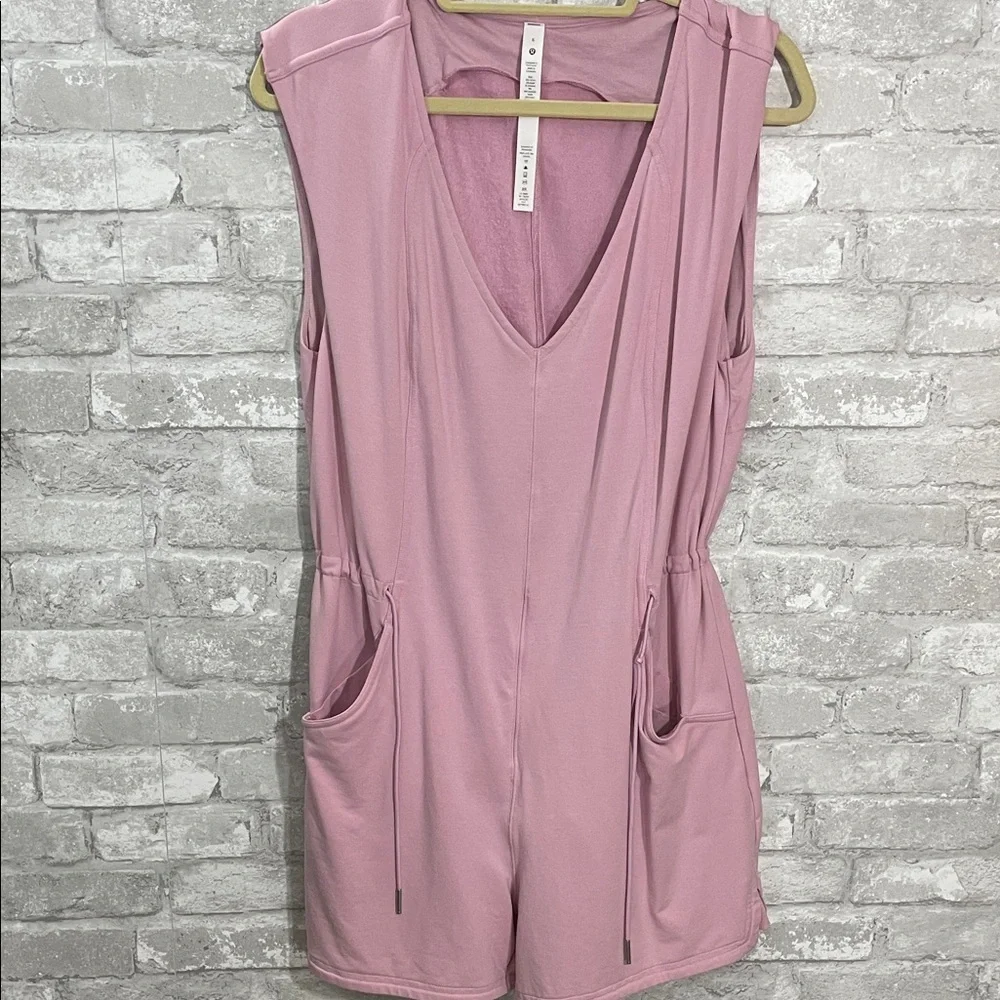 Lululemon French Terry V-Neck Romper Pink Peony